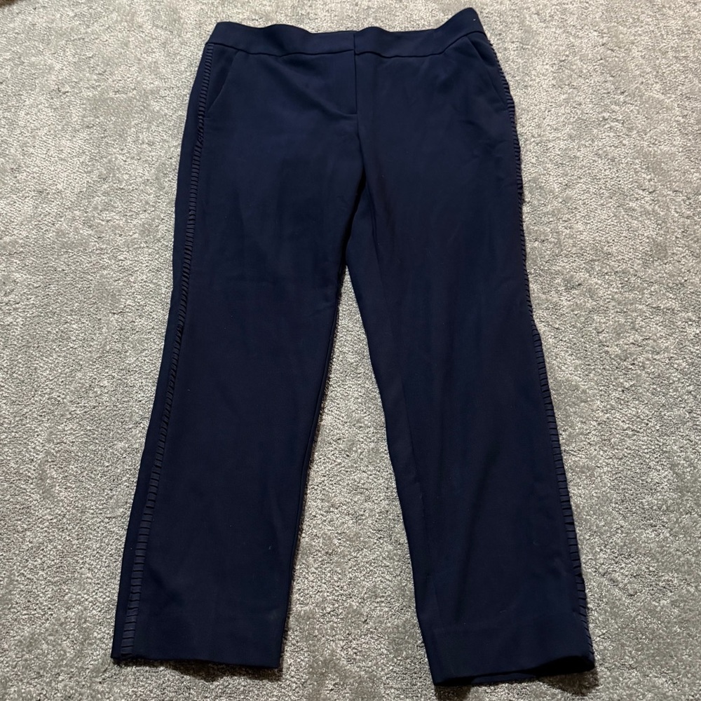 LOFT “Marisa” navy blue women’s‎ dress pants with amazing ruffled edges size 10